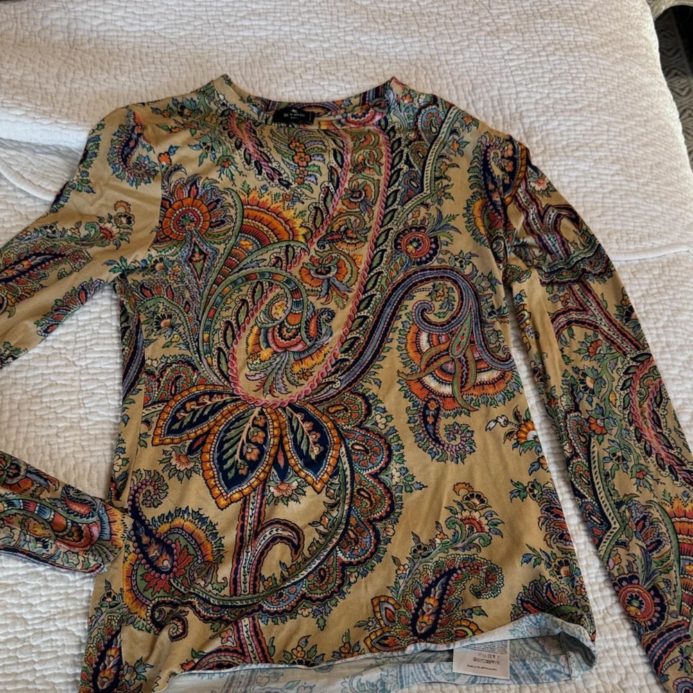Etro Multicolor Paisley Long Sleeve Top